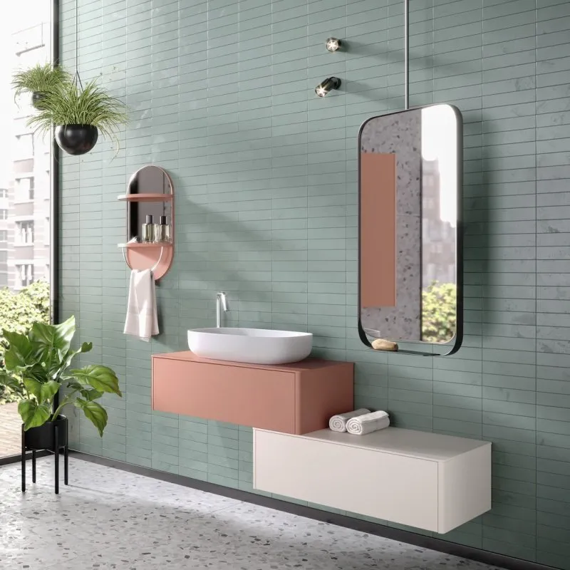 FIANCHI STONDATI WASCHTISCHUNTERSCHRANK MIT 1 SCHUBLADE, WASCHBECKEN UND SPIEGEL