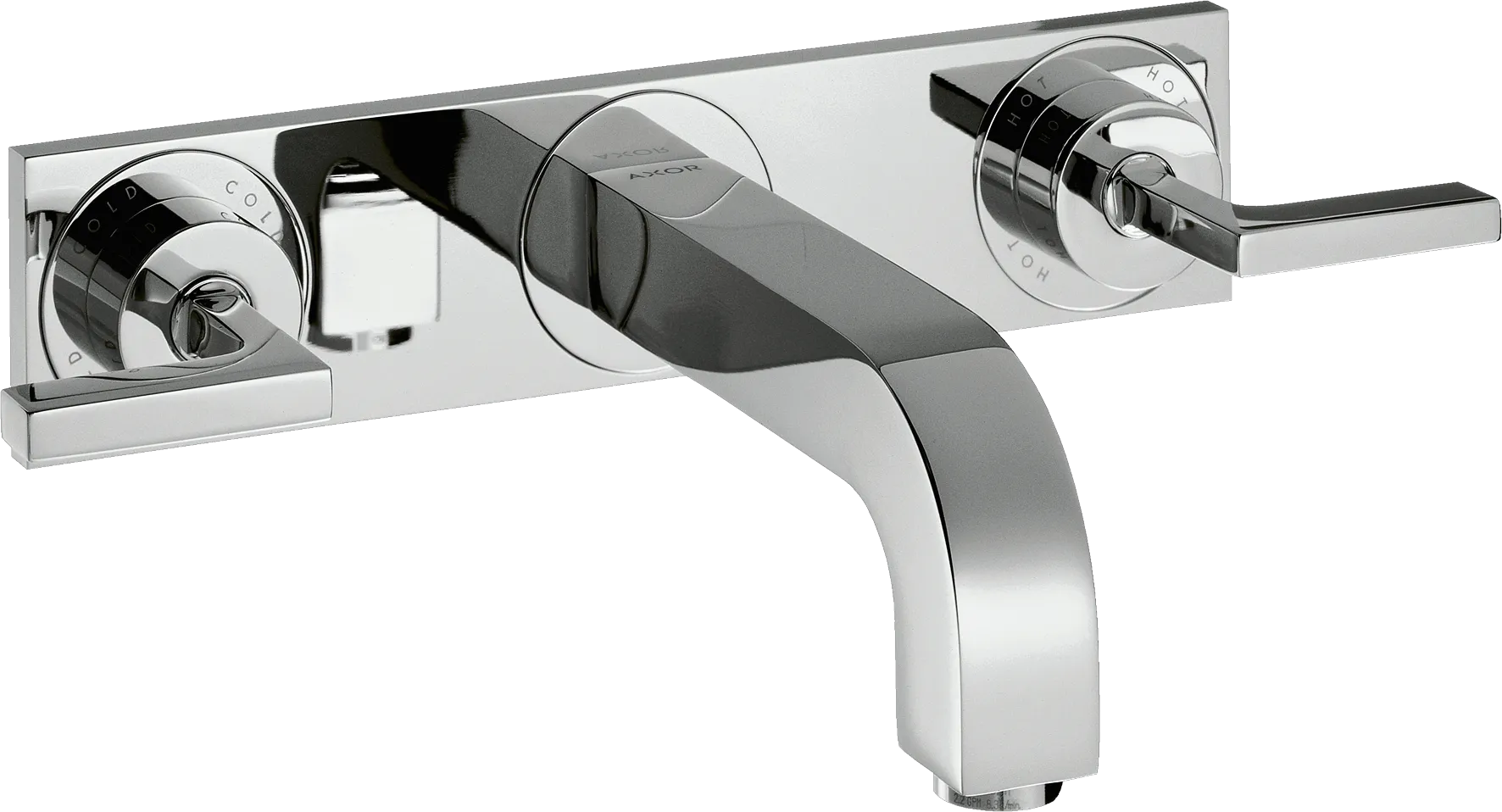 3-Loch Waschtischarm.Axor Citterio Wand F-Set lang chrom m.Platte u.Hebelgr