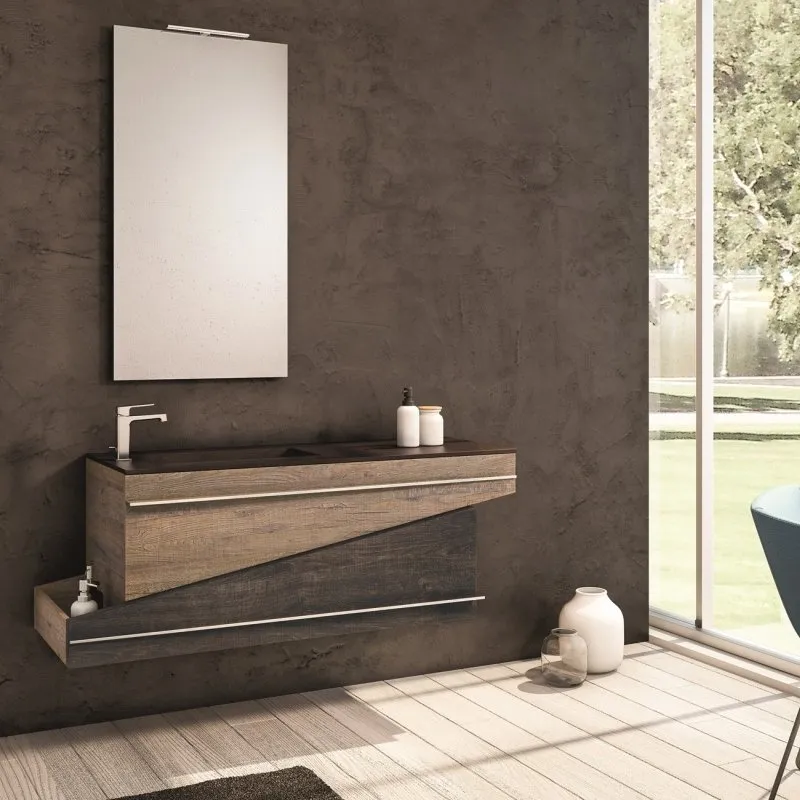 ARCHITECTURAL 2-SCHUBLADEN-WASCHTISCH MIT KONSOLE, SPIEGEL UND LAMPE