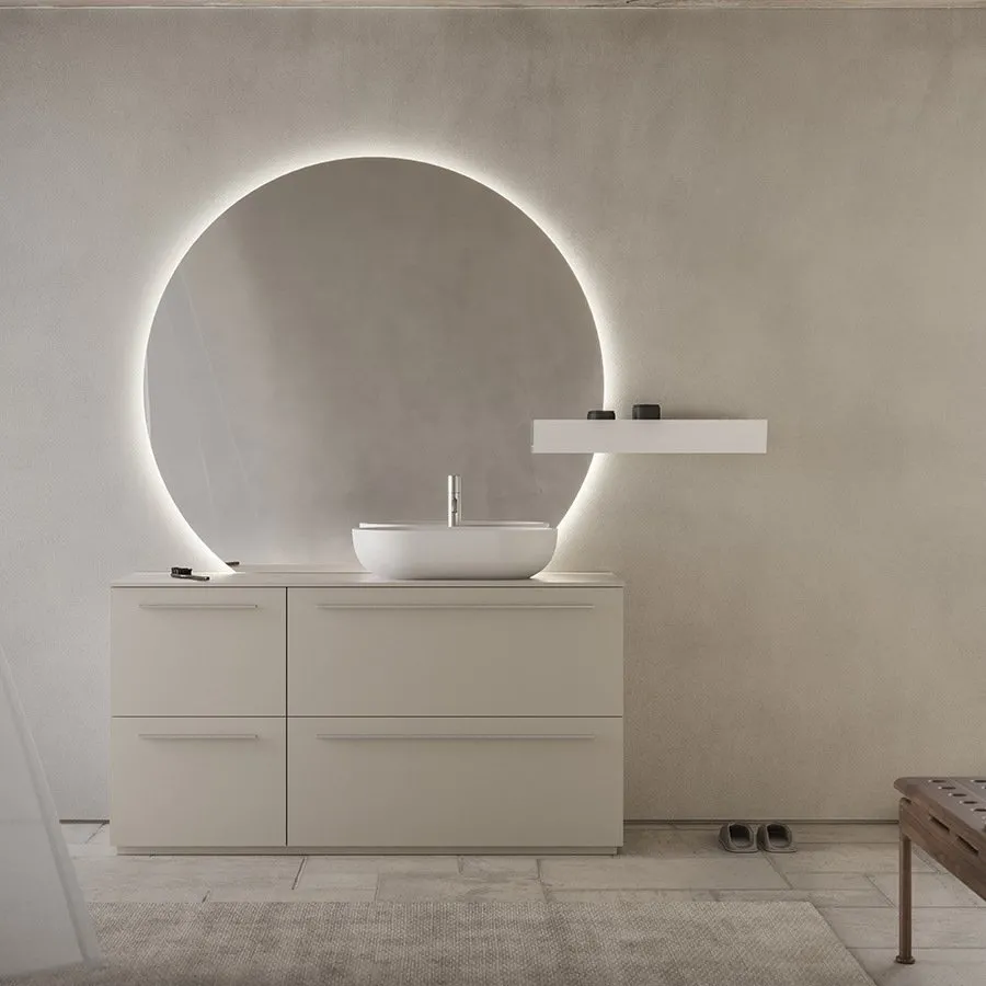 ARBI SKY 19 STANDUNTERSCHRANK 4 SCHUBLADEN MIT WASCHBECKEN, ABLAGE UND SPIEGEL