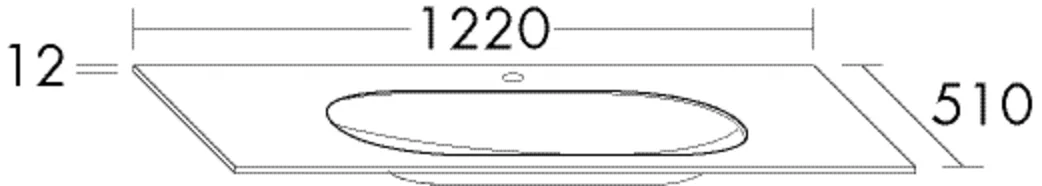 burgbad Waschbecken „Sys30“ 1260 × 550 × 52 mm, Hahnlochposition mittig