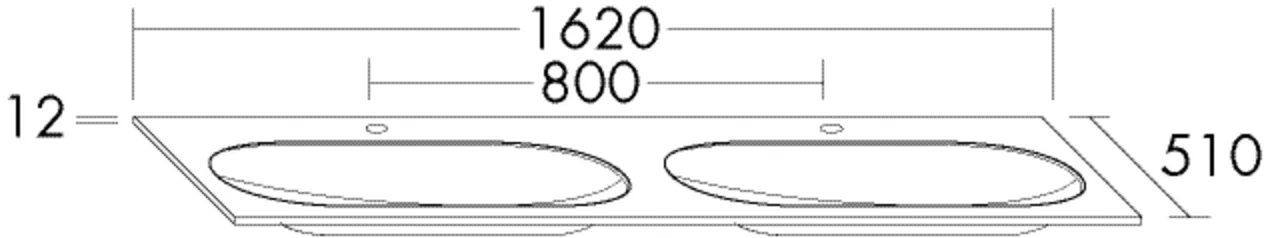 burgbad Waschbecken „Sys30“ 1660 × 550 × 52 mm, Hahnlochposition links und rechts