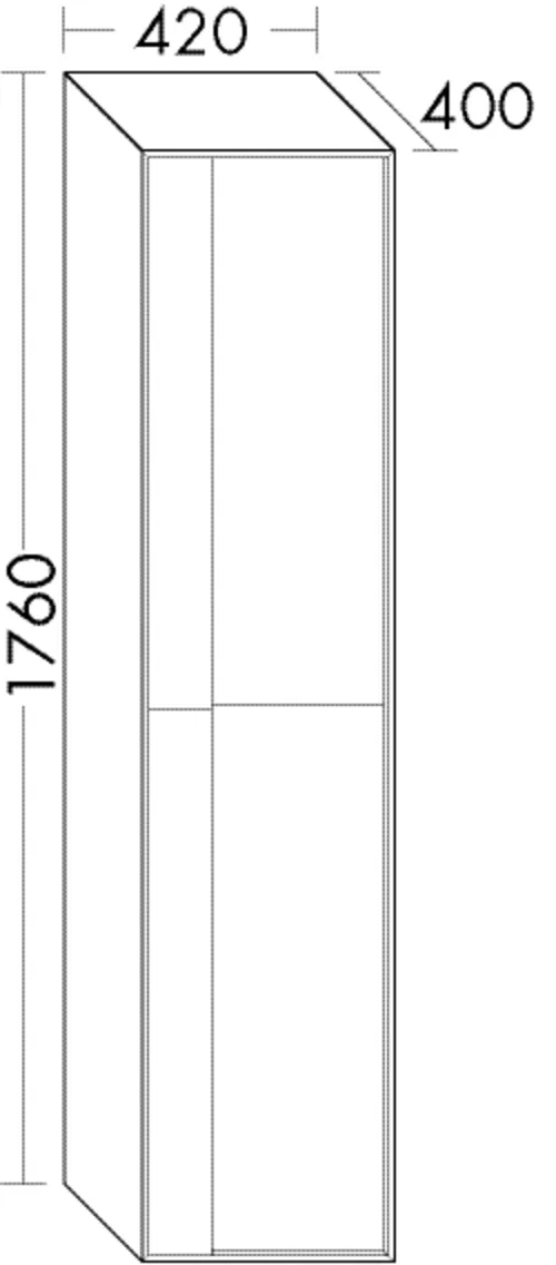 Hochschrank, 2 Türen;1 Inneneinteilung;4 Glaseinlegeböden;1 fester Boden, Tiefe: 370 mm, Breite: 420 mm, Höhe: 1760 mm
