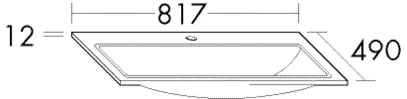 burgbad Waschbecken „Sys30“ 817 × 490 × 12 mm, Hahnlochposition mittig