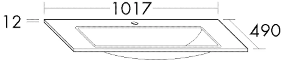 burgbad Waschbecken „Sys30“ 1017 × 490 × 12 mm, Hahnlochposition mittig