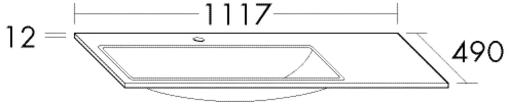 burgbad Waschbecken „Sys30“ 1117 × 490 × 12 mm, Hahnlochposition mittig