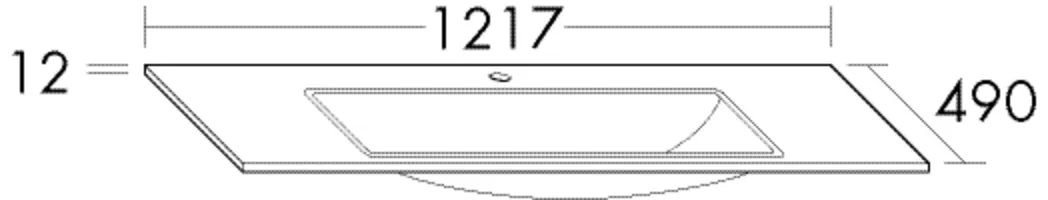 burgbad Waschbecken „Sys30“ 1217 × 490 × 12 mm, Hahnlochposition mittig