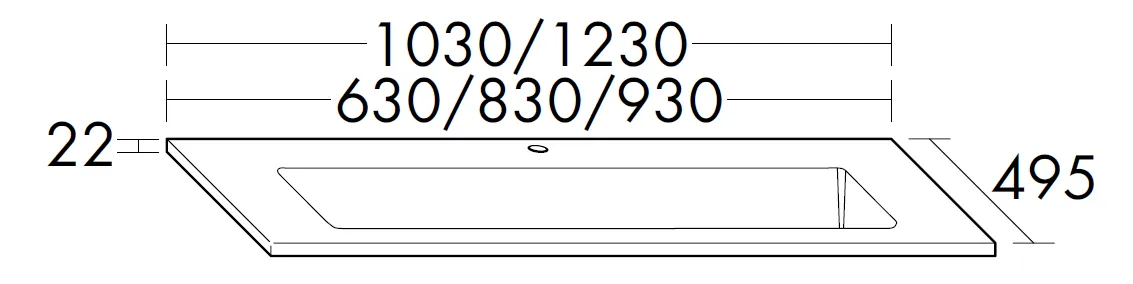 burgbad Waschbecken „Sys30“ 970 × 102 × 62 mm, Hahnlochposition mittig