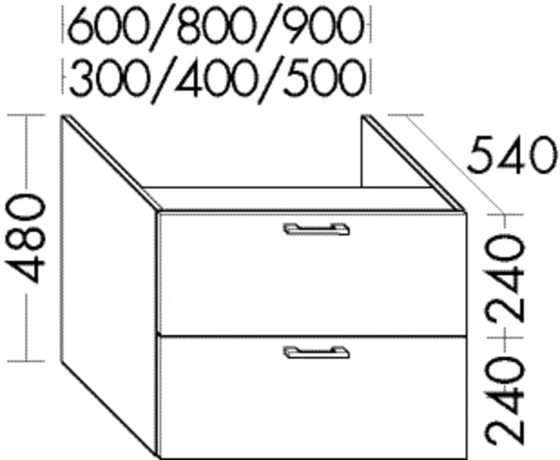 burgbad Waschtischunterschrank „Sys30“ 440 × 520 × 580 mm in Basaltgrau Matt