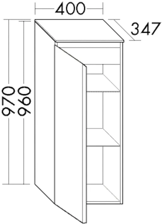 burgbad Hochschrank „Lin20“ 440 × 970 × 1050 mm in Weiß Matt mit Laserkante
