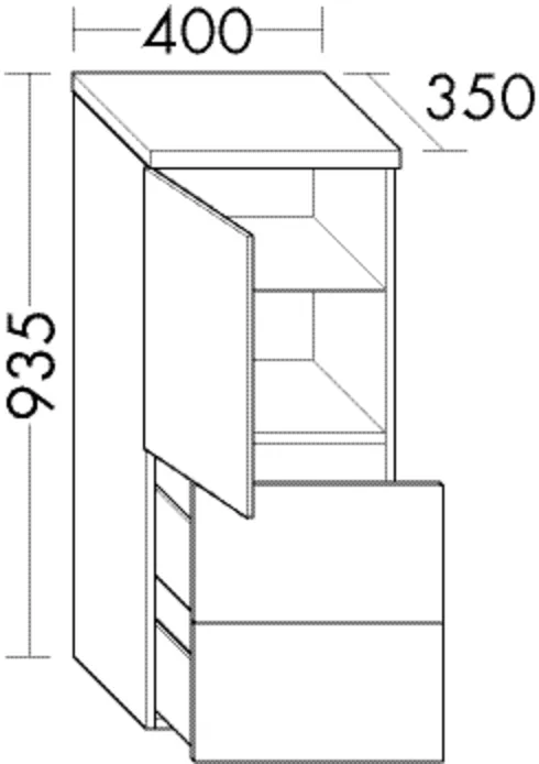 burgbad Hochschrank „Sinea1.0“ 440 × 935 × 1015 mm in Weiß Hochglanz