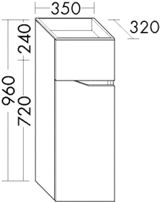 burgbad Hochschrank „Sinea3.0“ 350 × 960 × 340 mm in Weiß Matt