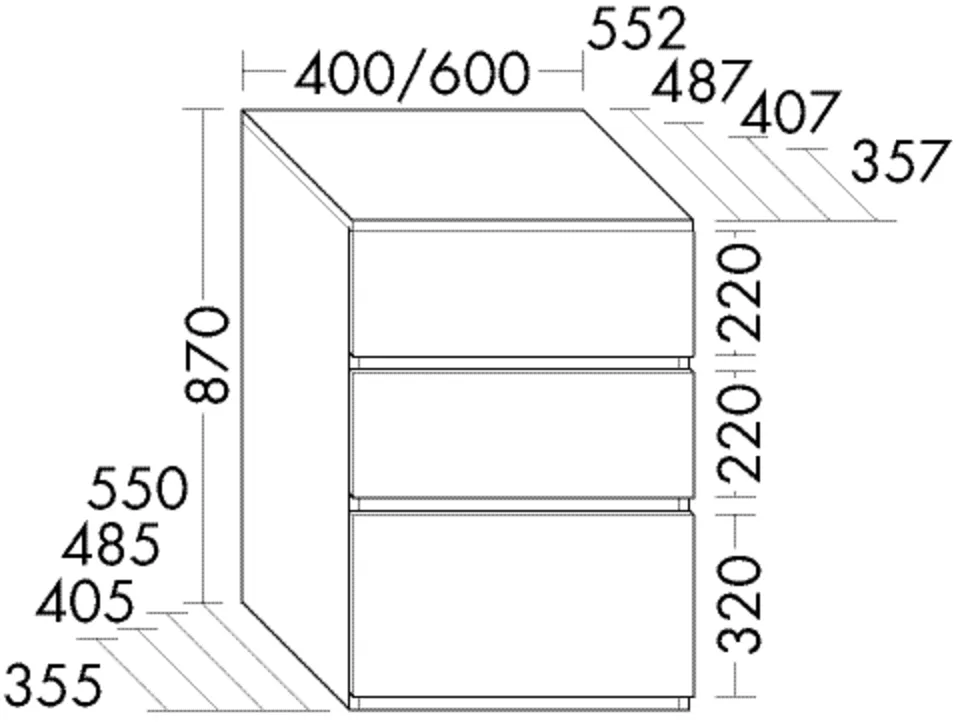 burgbad Hochschrank „Lin20“ 640 × 870 × 397 mm in Weiß Matt mit Laserkante