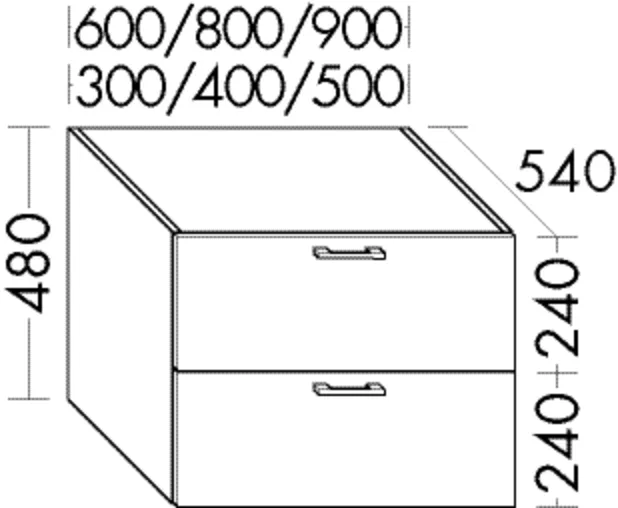burgbad Waschtischunterschrank „Sys30“ 440 × 520 × 580 mm in Grau Hochglanz