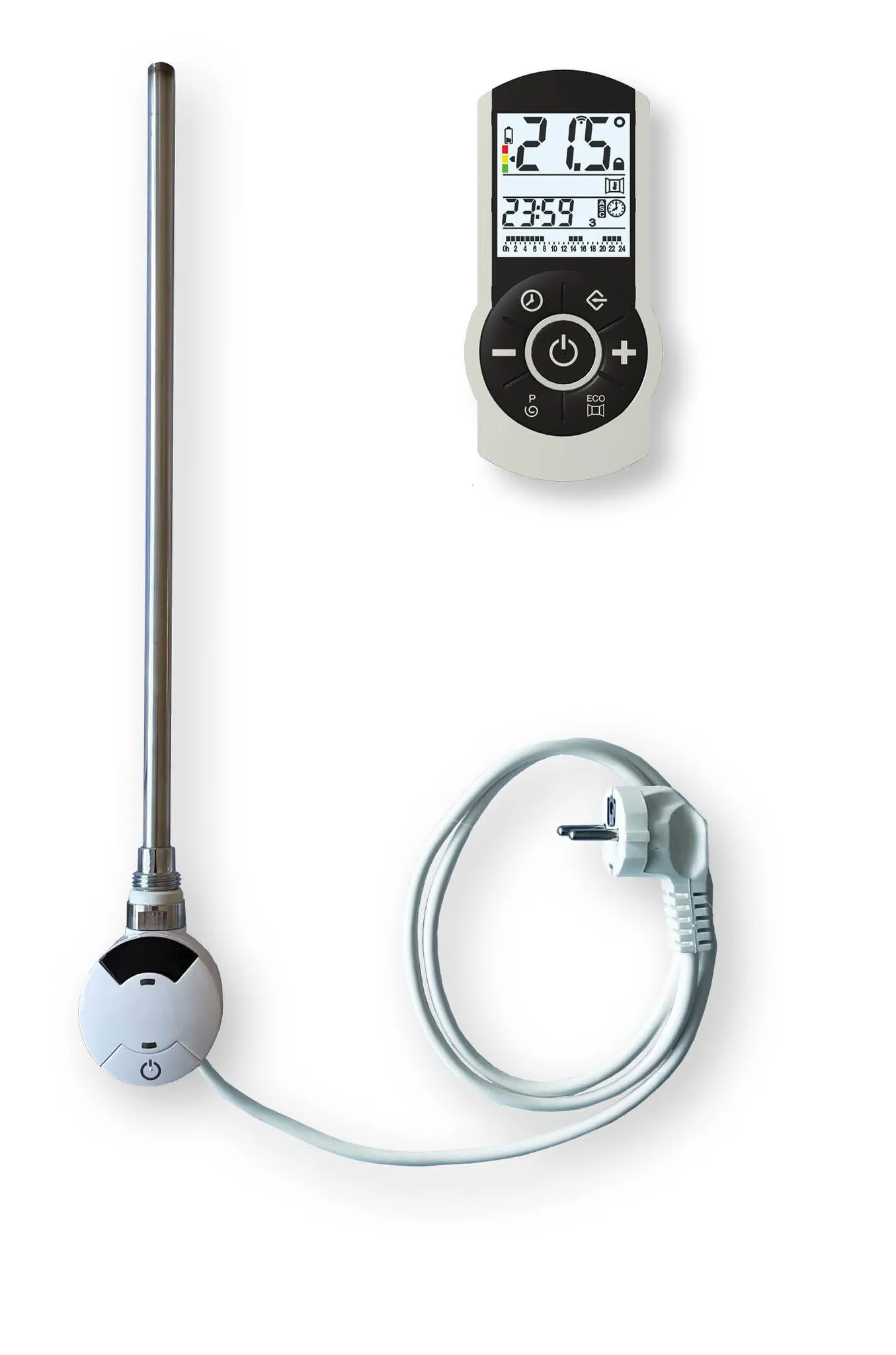 Heizstab Serie T mit Raumtemperaturregler weiß, inklusive IR Fernbedienung, 230 V, 400 W