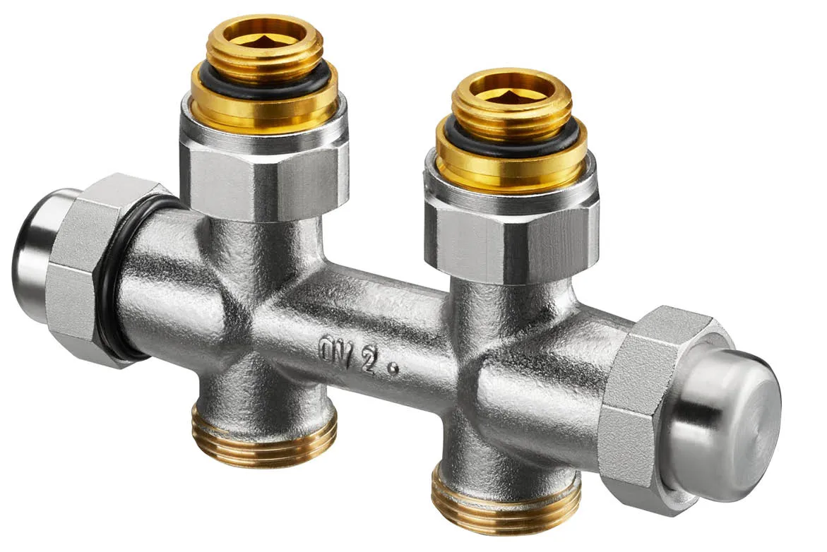 Hahnblock Q-Tech DN15x50mm, Durchgangsform, vernickelt