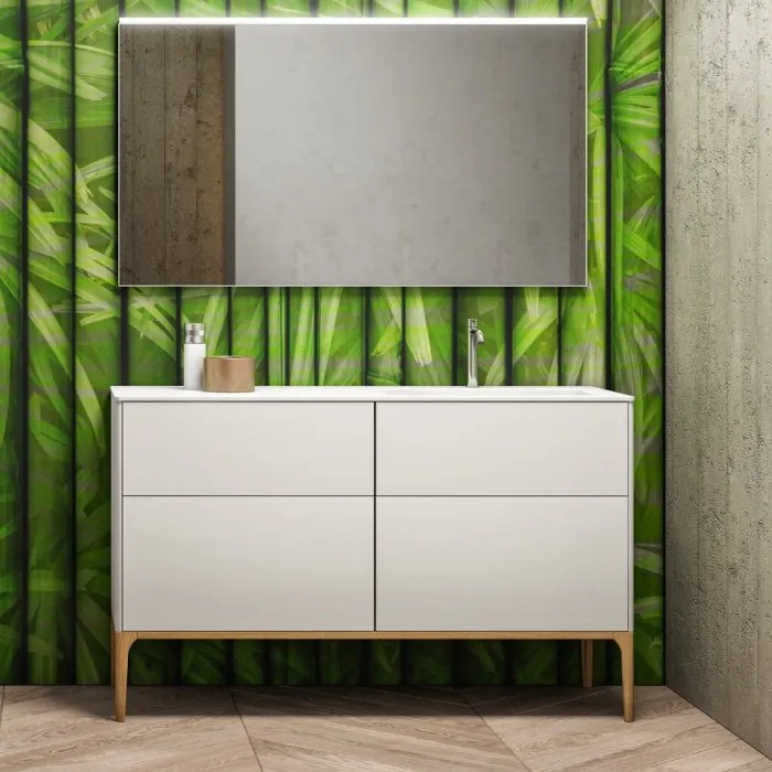 ELEMENTI LEGNO 4-SCHUBLADEN-WASCHTISCH MIT KONSOLE UND SPIEGEL