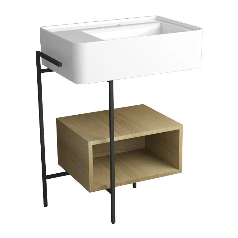 SIMAS RATIO STRUCTURE MIT WEISSEM EINLOCH-WASCHTISCH 65X46CM UND OFFENEM FACH