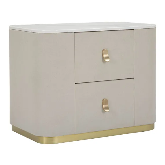 Eleganter Nachttisch BEAUTY aus weißem Stoff mit 2 Schubladen