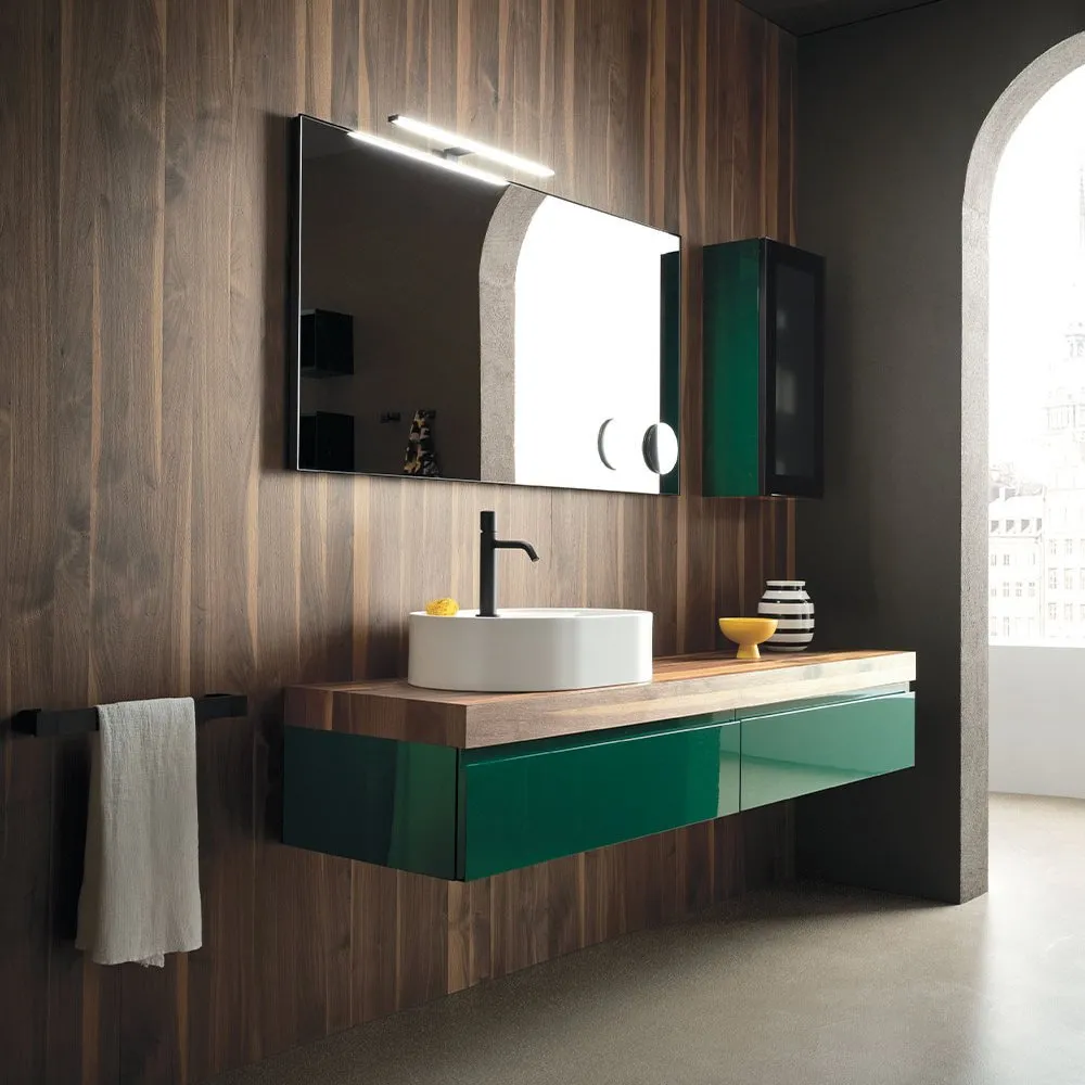 ARBI STREET 01 WANDHÄNGENDER UNTERSCHRANK 2 SCHUBLADEN, OBERSCHRANK UND SPIEGEL