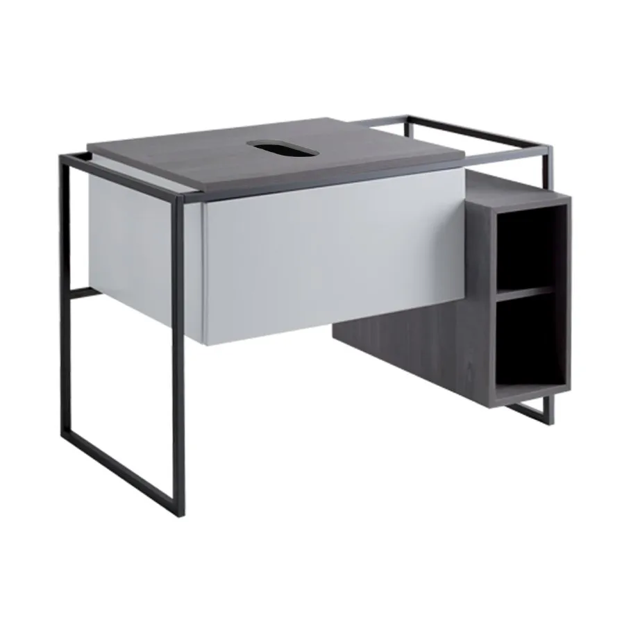 SIMAS FRAME METALLSTRUKTUR MIT PUSH-TO-OPEN-SCHUBLADE ESCHE GRAU + WEISS