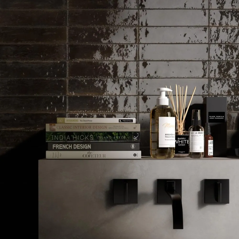 MARAZZI FLIESEN CROGIOLO LUME BLACK LUX 6X24