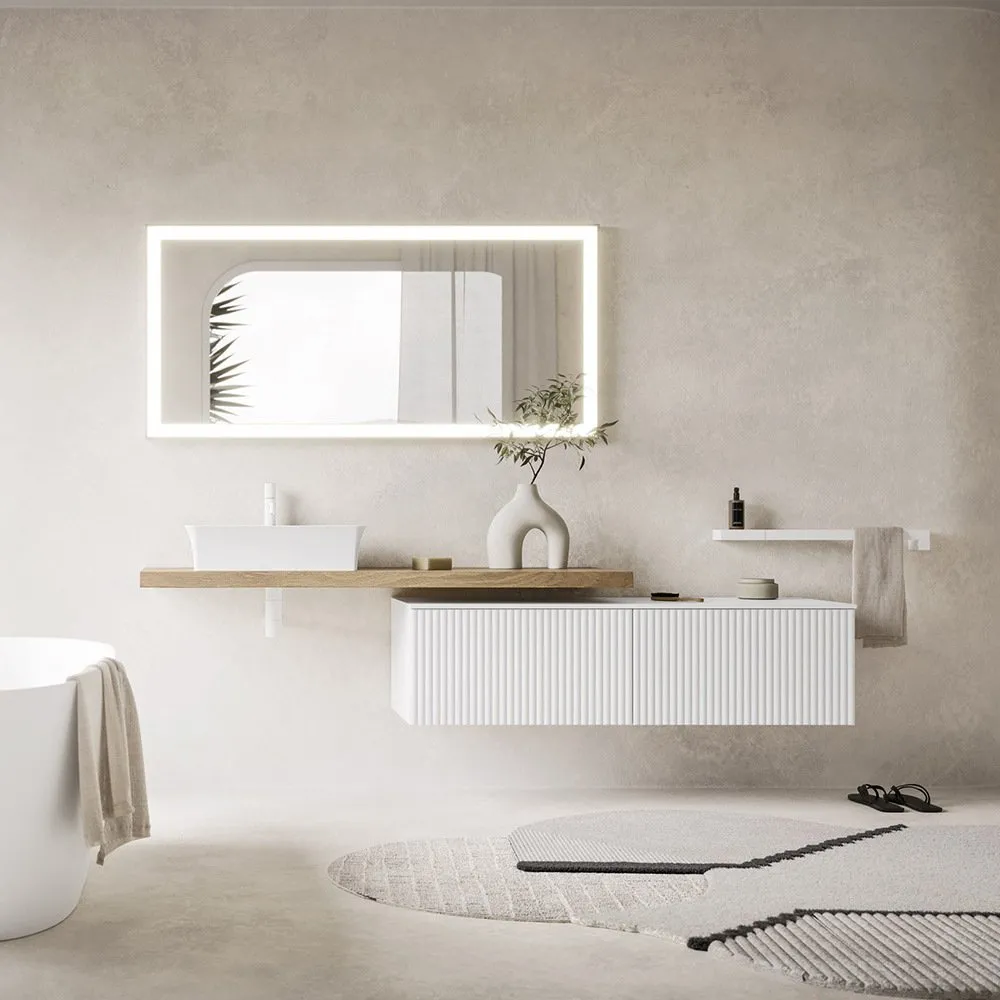 ARBI CODE WAVE 08 WANDAUFSATZ MIT WASCHBECKEN, UNTERSCHRANK UND SPIEGEL