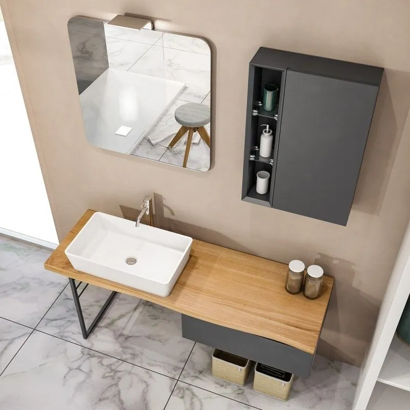 MASSELLO WASCHTISCHHALTER MIT SCHUBLADEN UND SPIEGEL