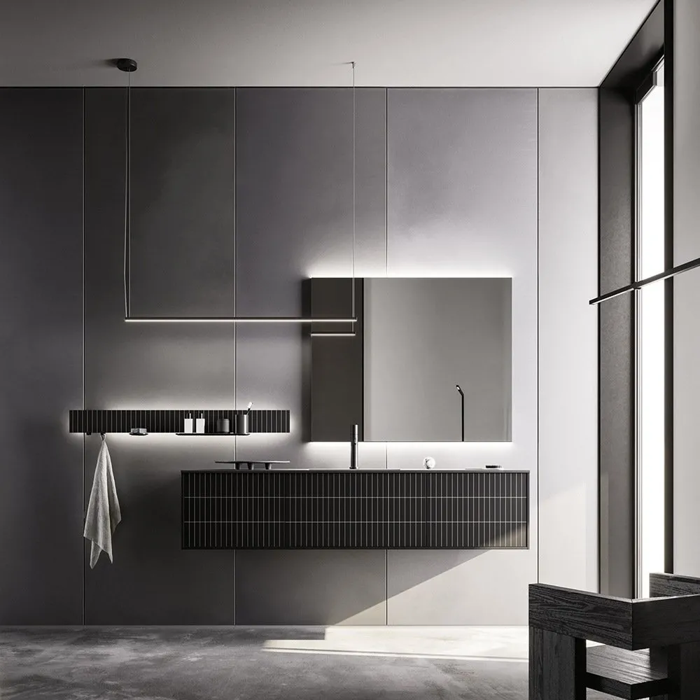 ARBI SKY 13 WANDHÄNGENDER UNTERSCHRANK, SCHILFROHRSTANGE, SPIEGEL