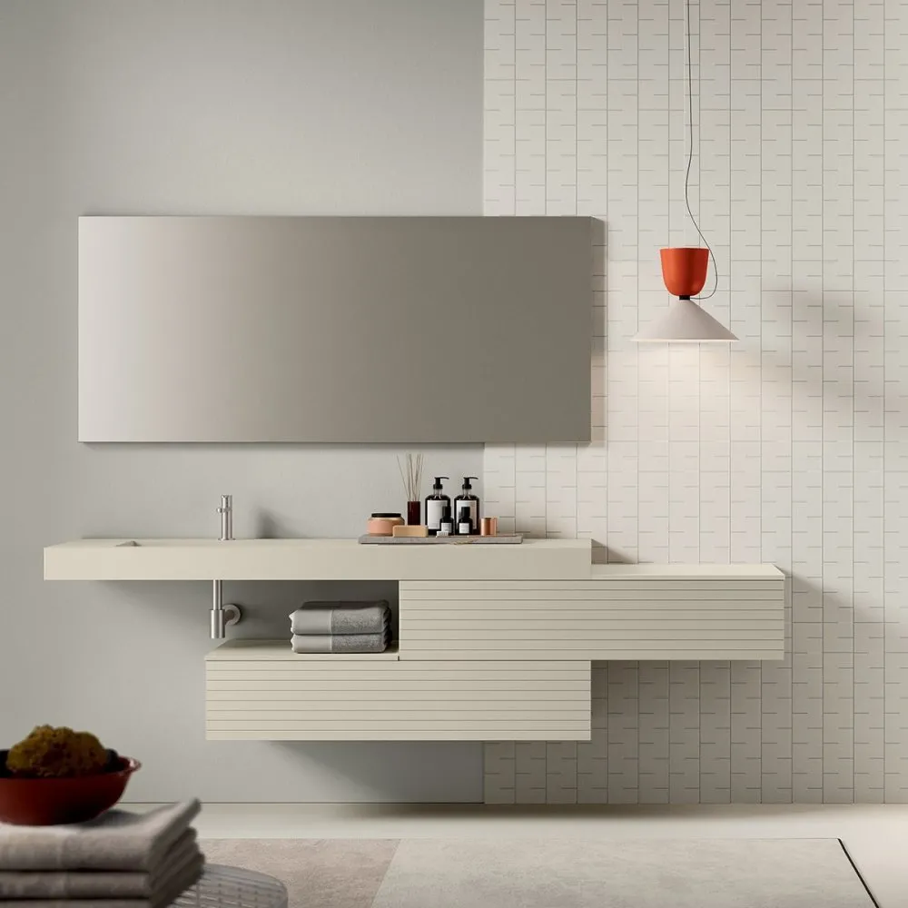 ARTESI FILO+ FP17 HÄNGEWASCHTISCH MIT 2 SCHUBLADEN UND SPIEGEL