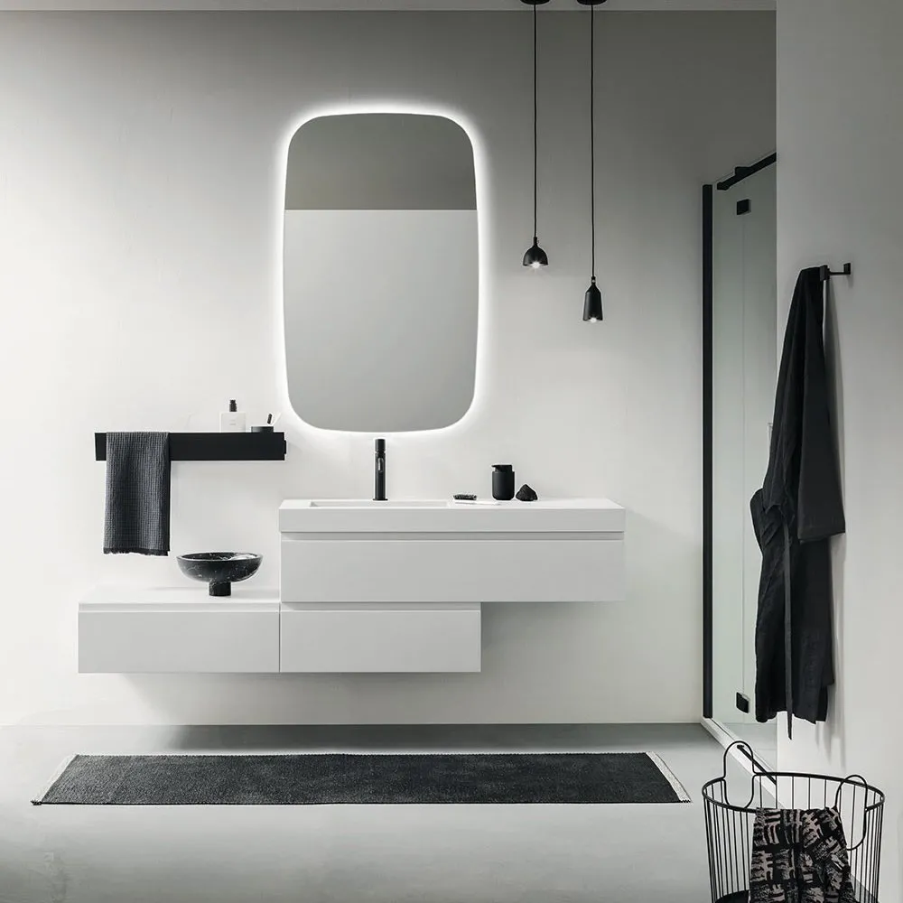 ARBI STREET 02 WANDHÄNGENDER UNTERSCHRANK 3 SCHUBLADEN MIT REGAL UND SPIEGEL