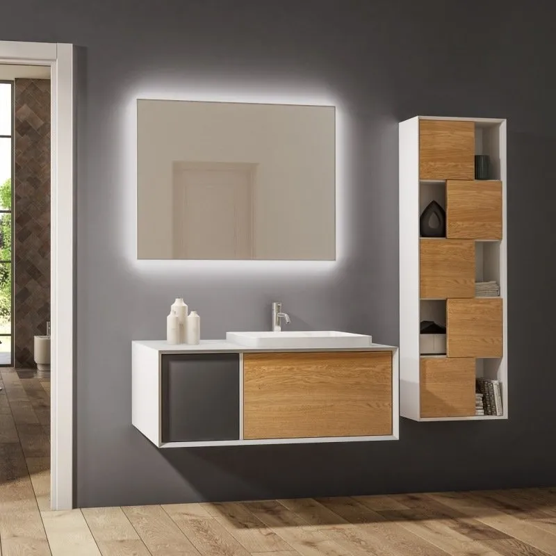 CORNICE 45° WASCHTISCHUNTERSCHRANK WANDMONTAGE 1 SCHUBLADE MIT WASCHBECKEN