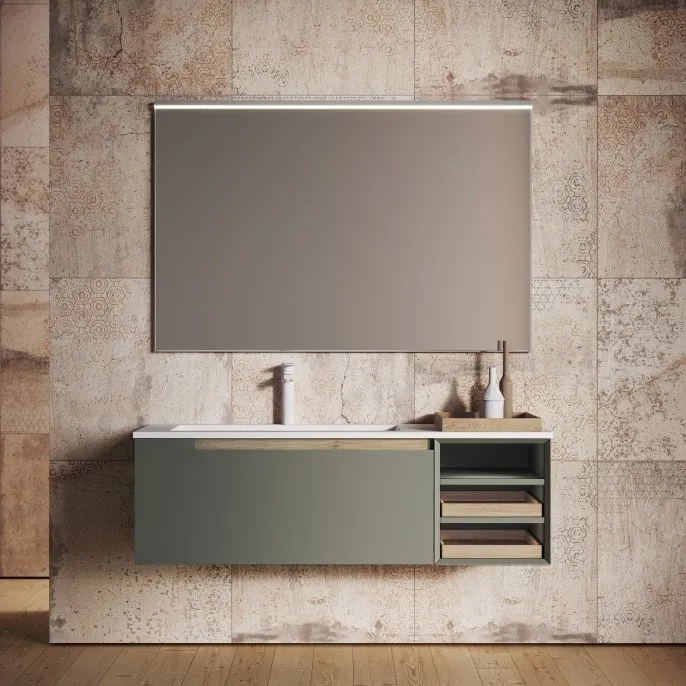 GOLA TRATTO BADEZIMMERSCHRANK 125 CM MIT ACRILIK-KONSOLE UND SPIEGEL