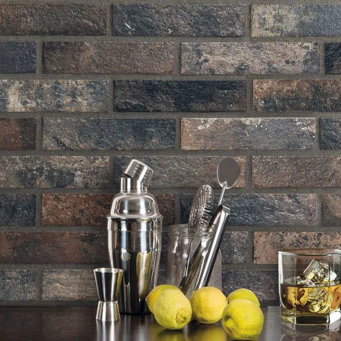 RONDINE BRISTOL FLIESEN DARK BRICK STRUKTURIERT 6X25