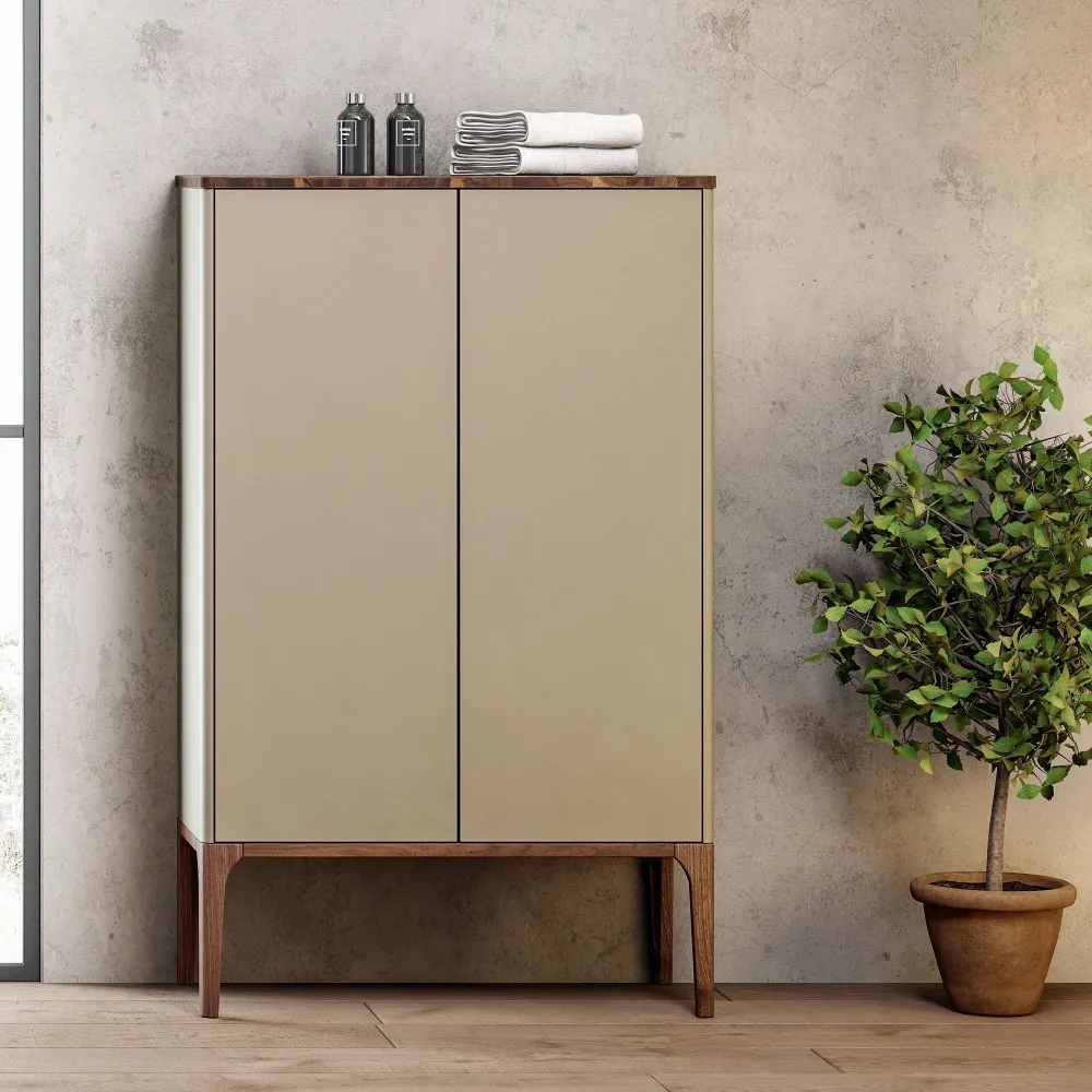 ELEMENTI LEGNO HALBSÄULE 2 TÜREN MIT MASSIVER NUSSBAUMPLATTE