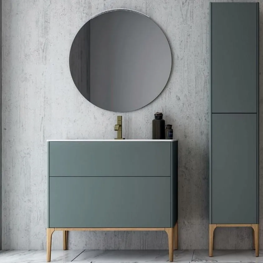 ELEMENTI LEGNO WASCHTISCHUNTERSCHRANK MIT 2 SCHUBLADEN, KONSOLE UND SPIEGEL