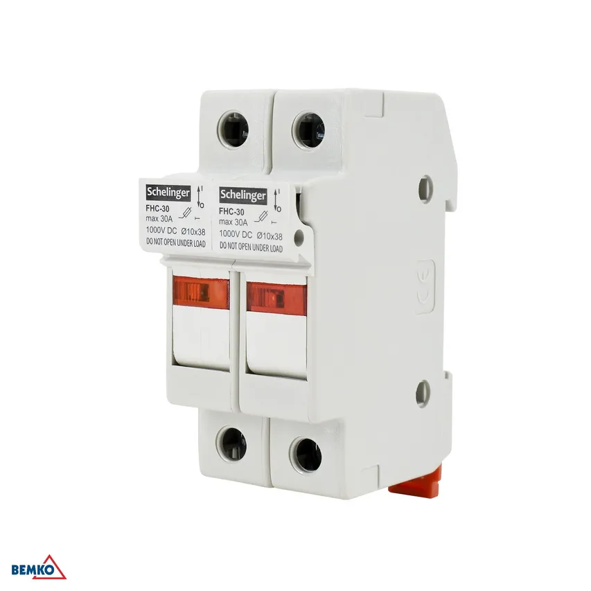 2-Sicherungssockel für 10x38 1000V DC-Sicherungseinsätze MAX. 32A MIT SCHELINGER-ANZEIGE