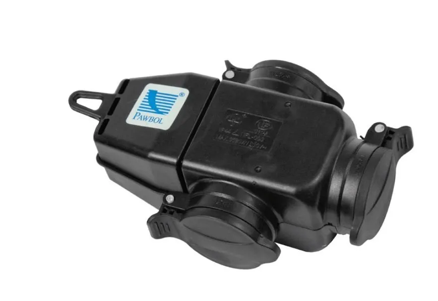 3 Dreifach-Steckdosenverteiler 3x250V 16A IP44 schwarz D.3156 Pawbol