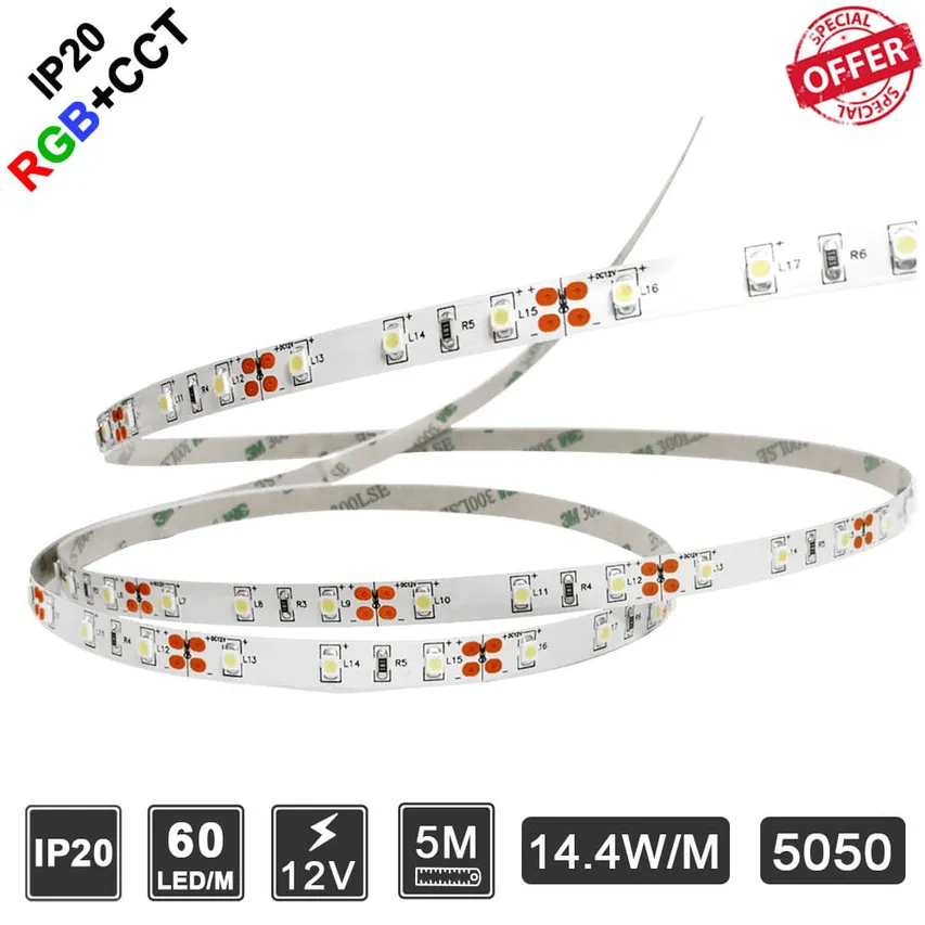 300LED SMD5050 PRO 120W | RGB+CCT 5in1 | 5m Rolle
