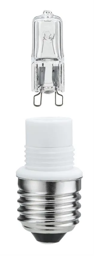 Adapter mit Sockel E27 und eine Halogenbirne G9 20W 2700K 235lm