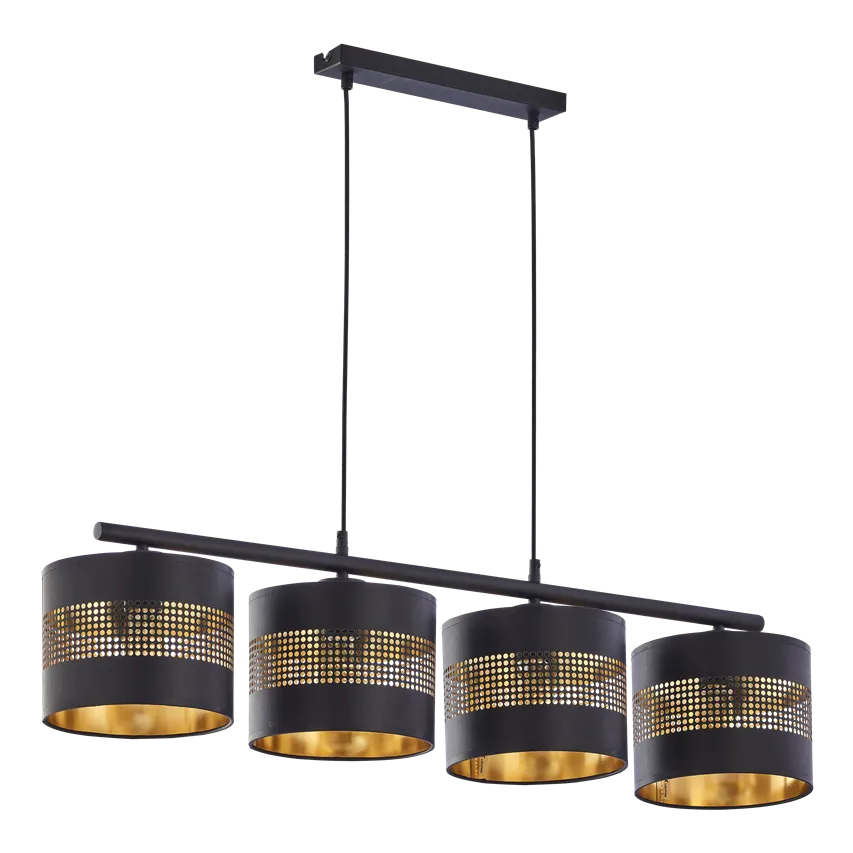 Alessio 3P E27, Hängeleuchte, max. 60W, schwarz-gold