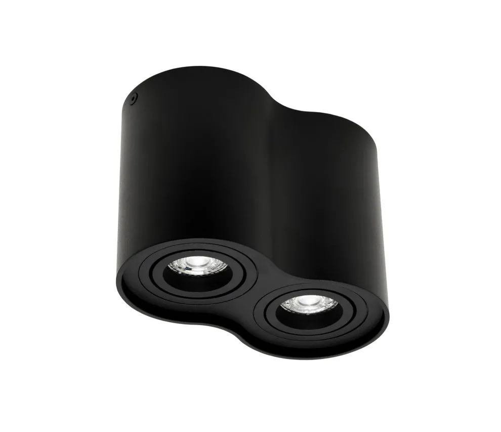 Aufbaustrahler Deckenspotleuchte 2 schwarz black 2xGU10 IP20 rund 2-flammig