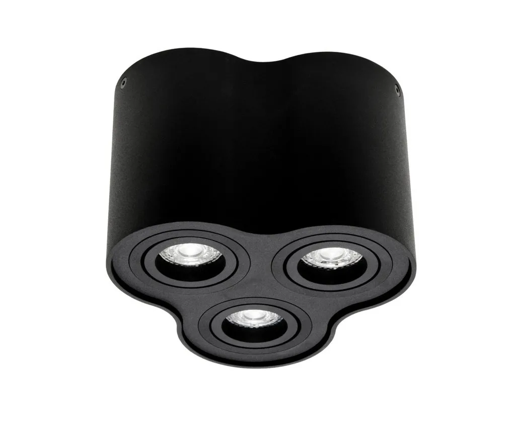 Aufbaustrahler Deckenspotleuchte 3 schwarz black 3xGU10 IP20 rund 3-flammig