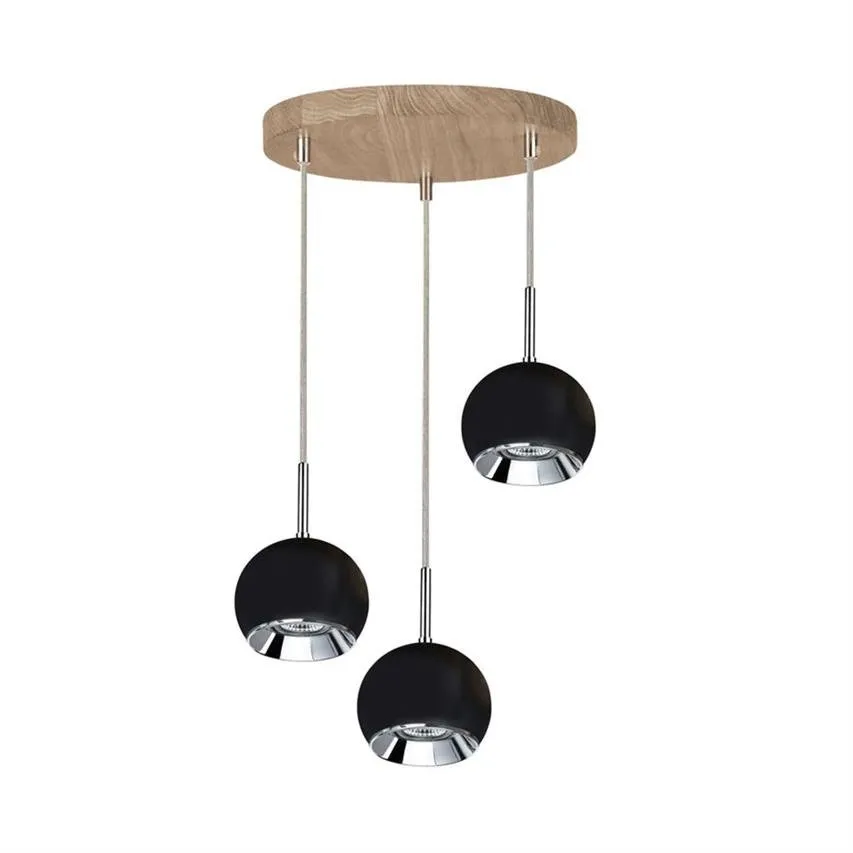 Ball Wood Pendelleuchte Incl.3xLED GU10 5W Eiche Geölt/Schwarz Spot Light 5143374R
