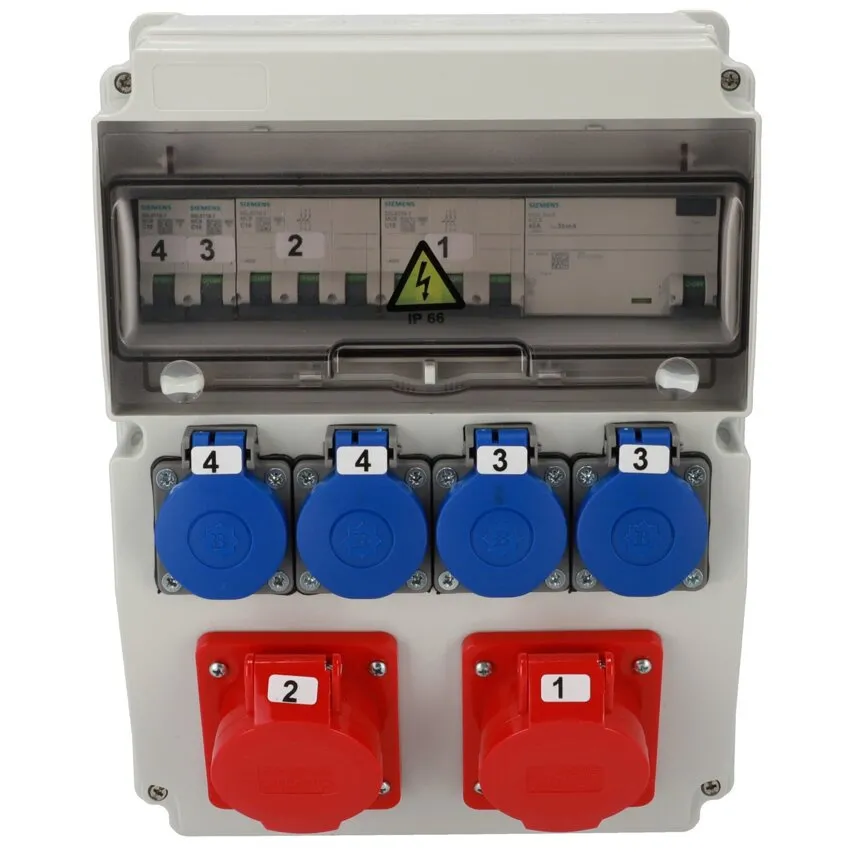 Baustromverteiler Komplett EDO ASTAT 539 Plus IP65 2x16A/5P, 4x230V SCHUKO IP44, SIEMENS Schalter