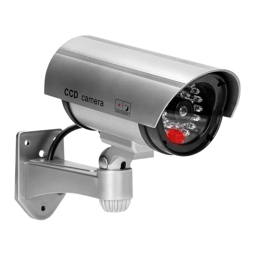 CCTV-Überwachungskamera-Attrappe, batteriebetrieben, silber