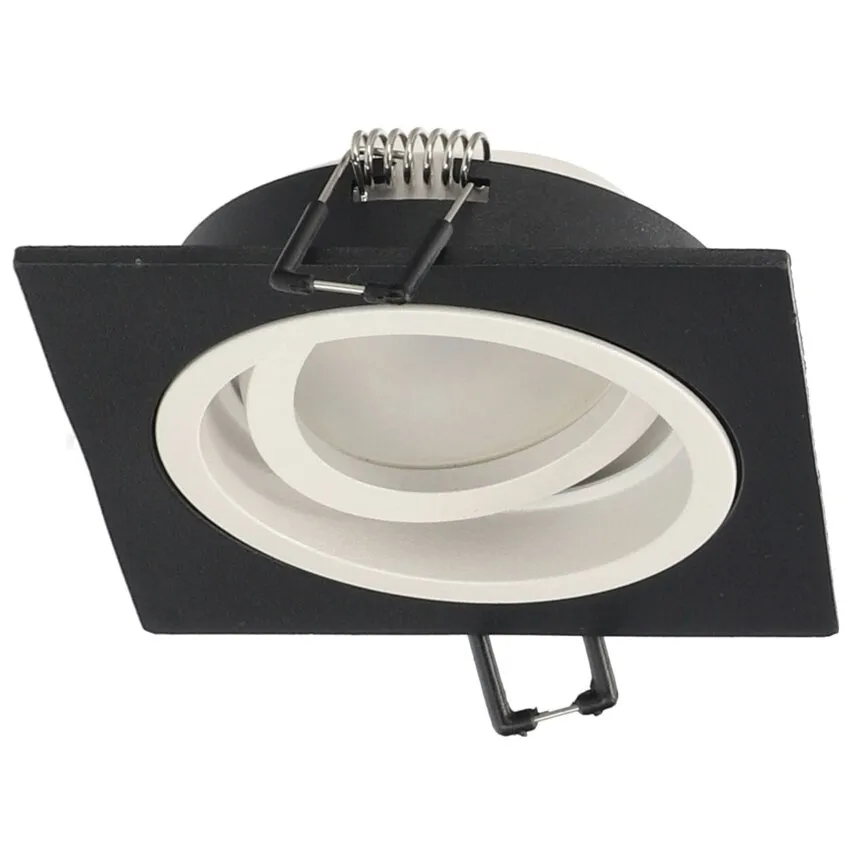 Deckeneinbaustrahler, TULID SQ Schwarz Weiß, GU10, IP20, quadratisch, schwarz, weißer Ring, EDO777534 EDO Solutions