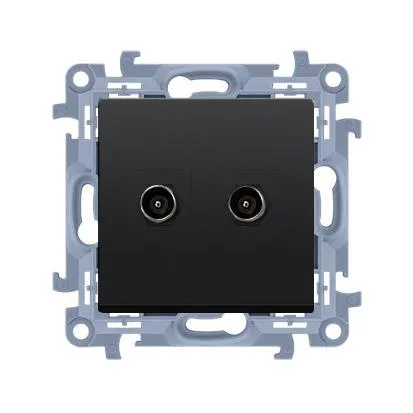 Doppelte Antennendose Typ F (Modul) matt schwarz Simon 10
