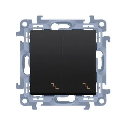 Doppelter Wechselschalter mit LED-Beleuchtung (Modul) 10AX 250V Mattschwarz Simon 10