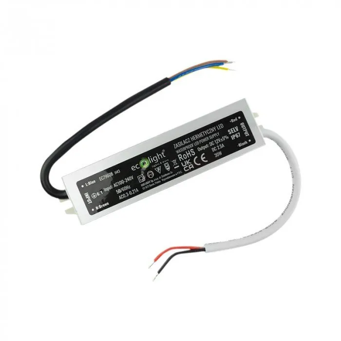 Gekapseltes LED-Netzteil 30W 12V 2,5A 160x30x20 EC79608 Eco Light